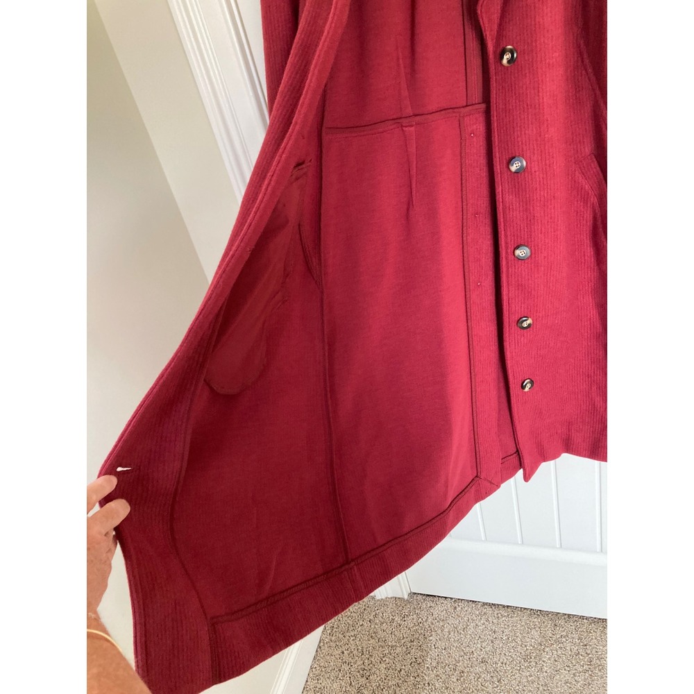 Cabi Sunday Coat 4672 Red Ribbed Textured Button Front Longline Jacket Womens M - Picture 9 of 12